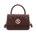 Borsa a tracolla trapuntata marrone con manico, elegante borsa da donna per ogni stile. - Marrone