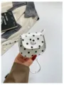 Lindo mini bolso de silla de montar con lunares, elegante bolso cruzado blanco para niñas. - Blanco
