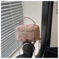 Bolso cruzado acolchado rosa chic para mujeres, bolso de hombro mini de moda. - Rosa / L