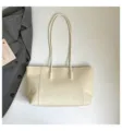 Borsa shopper minimalista tinta unita con spallacci fini, elegante borsa a spalla grande per donna. - Senza Sciarpa / Bianco