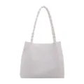 White large capacity woven shoulder bag, casual fashion commuting daily tote bag. - White (Without Pendant)