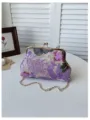 Squisita borsa pochette da sera ricamata con paillettes e cinturino a catena in metallo - Viola
