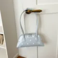 Bolso de mano con lunares de estilo coreano para mujer, elegante bolso estilo bolo. - Azul
