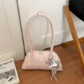 Roze stippen bowling handtas zoete stijl schoudertas schattige ster hanger mode - Roze Met Hanger