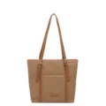 Bolso tote marrón de lona tejida para mujer, bolso de hombro grande con hebillas elegantes. - Marrón Sin Colgante