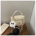 Elegante bolso bandolera acolchado con cadena, mini bolso de moda para mujer. - Blanco / Pequeño (Con Colgante)