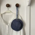 Creative denim fisherman hat coin purse cute mini earphone storage bag accessory - Dark Blue