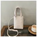 Bolso cruzado rosa con lunares para mujer, cartera pequeña y bonita con asa y correa larga. - Rosa