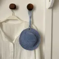 Denim fisherman hat coin purse creative mini earphone storage bag hanging ornament - Light Blue
