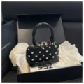 Korean style black and white polka dot shell handbag women's fashion minimalist crossbody bag - Black