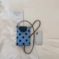 Sac bandoulière bleu à pois, petit sac élégant pour femme loisirs et été quotidien - Bleu