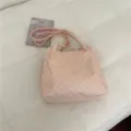Bolso tote de lona con lunares rosas para mujer, bolso de hombro casual y elegante. - Sin Decoración de Bufanda de Seda / Rosa