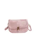 Pink denim saddle bag for women, stylish crossbody shoulder bag with chic gold hardware lock. - Pink Without Pendant
