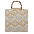Bolso de mano grande de verano con estampado geométrico y asa de bambú para mujer elegante. - Estilo 1 Caqui