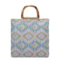 Elegante bolso shopper tejido para mujer con asa de bambú, bolso de hombro casual de gran capacidad. - Estilo 1 Púrpura