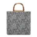 Grand cabas fourre-tout avec poignée en bambou et tissu imprimé cachemire gris pour femmes. - Style 2 Noir