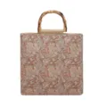 Sac cabas paisley tissé avec poignée en bambou naturel et bordure en jute d'été. - Marron (Style 2)
