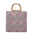 Sac à main élégant en tissu cachemire avec poignée en bambou, sac cabas d'été femme quotidien. - Style 2 Violet