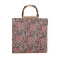 Sac a main pour femme elegante avec poignee en bambou, grand sac cabas vintage paisley. - Style 2 Rose