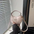 Bolso de mano de media luna con lunares rosas, lindo bolso cruzado y de hombro con lazo para mujer. - Sin colgante / S / Rosa