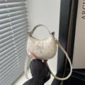 Bonito bolso hobo de lunares con lazo, elegante bolso de mano de piel sintética y bolsos. - Sin colgante / S / Blanco