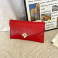 Red pleated envelope clutch bag detail, stylish gold clasp, large capacity women's handbag. - Red