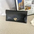 Black pleated envelope clutch bag for women elegant evening handbag stylish minimalist design - Black