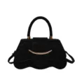 Bolso de mano de ante negro para mujer con diseño moderno y elegante bolso cruzado versátil. - Sin colgante / Negro