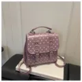 Zaino alla moda a pois stile college casual piccola borsa donna vintage in ecopelle PU - senza ciondolo / Viola