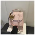 Zaino rosa a pois stile college casual vintage borsa scolastica grazioso ciondolo orso alla moda - con portachiavi / Rosa