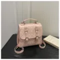 Zaino a pois rosa stile retro casual borsa da scuola carina moda donna zainetto giornaliero - senza ciondolo / Rosa