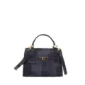 Sac à main femme texturé sombre chic avec serrure en métal, sac bandoulière polyvalent. - Noir