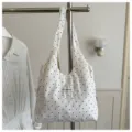 Koreanischer Stil minimalistische Pünktchen Tragetasche große Kapazität Freizeittasche Damen - Ohne Anhänger / Weiß