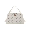 Sac a bandouliere mode blanc avec logo V metallique et details de clous pour femmes - Blanc