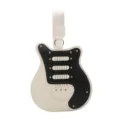 Black and white guitar shaped shoulder bag, creative crossbody bag with rivets and strap. - White