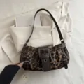 Modieuze luipaardprint schoudertas voor dames, stijlvolle retro hobo tas voor dagelijks gebruik. - Bruin