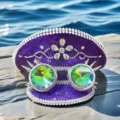 Lila Pailletten Kapitänshut mit weißen Perlen und Nieten Steampunk Brille für Festivals - Verstellbar / Lila-Punk Brille