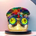 Regenbogen-Pailletten-Militärmütze mit Steampunk-Brille für Festival - Verstellbar / Regenbogen Blumen Goggles Marinehut