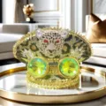 Exquisiter Punk Y2K Strass besetzter Leoparden Militär Kapitänshut für modebewusste Damen - Verstellbar / Goldener Leoparden Pailletten Goggles Marinehut