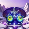 Lila Pailletten Punk Kapitänsmütze mit glänzenden Strasssteinen und Cyberpunk Brille - Verstellbar / Lila-Blauer Ähren Strass Goggles Marinehut