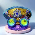 Punk-Kapitänsmütze mit Pailletten, Strasssteinen und Brille für Y2K-Mode - Verstellbar / Blau-Lila Goldener Strass Goggles Marinehut