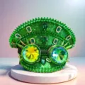 Grüner Strass-Punk-Marinehut mit Steampunk-Kaleidoskop-Brille - Verstellbar / Smaragdgrün Voll Strass Schutzbrille Marinehut