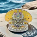 Glänzender gelber Strass-Militär-Navy-Kapitänshut mit Y2K-Punk-Stil Verzierungen - Verstellbar / Hellgelb Silber Blume Strass Marinehut