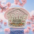 Rosafarbener Kapitänsmantel für Bräute mit Strasssteinen und Perlen - Verstellbar / Braut BRIDE Perle Marinehut