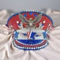 Y2K Militär Kapitänshut im Punk-Stil mit Pailletten, Nieten und US-Flaggen-Thema - Verstellbar / Rot-Blauer Fliegender Adler Stern Strass Marinehut