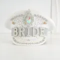 Weißer BRIDE Kapitänshut mit Perlen und Strasssteinen für Hochzeiten und JGA Partys - Verstellbar / Weißer Strass BRIDE Marinehut