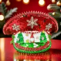 Festlicher Weihnachts-Pailletten-Kapitäns-Hut mit Tannenbaum- und Zwergdekor - Verstellbar / Weihnachts-Schneeflocke Baum Marinehut
