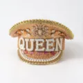 Luxuriöse goldene Pailletten-Matrosenmütze mit QUEEN-Perlen im Y2K-Punk-Stil - Verstellbar / Gold QUEEN Perle Marinehut