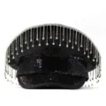 Funkelnde schwarze Pailletten-Kapitänskappe mit eleganten Kristall-Strass-Fransen - Verstellbar / Schwarz-Silber Strass Quaste Marinehut