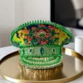 Grüner Marinehut im Punk-Stil mit Strass und Nieten - Verstellbar / Grün Gelb Teufelsauge Marinehut
